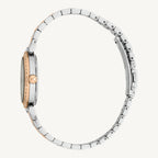 Just Cavalli Varenna Set JC1L273M0095 ladies watch with polished silver and rose gold stainless steel case and strap, grey dial, stone-set bezel, and gift box.