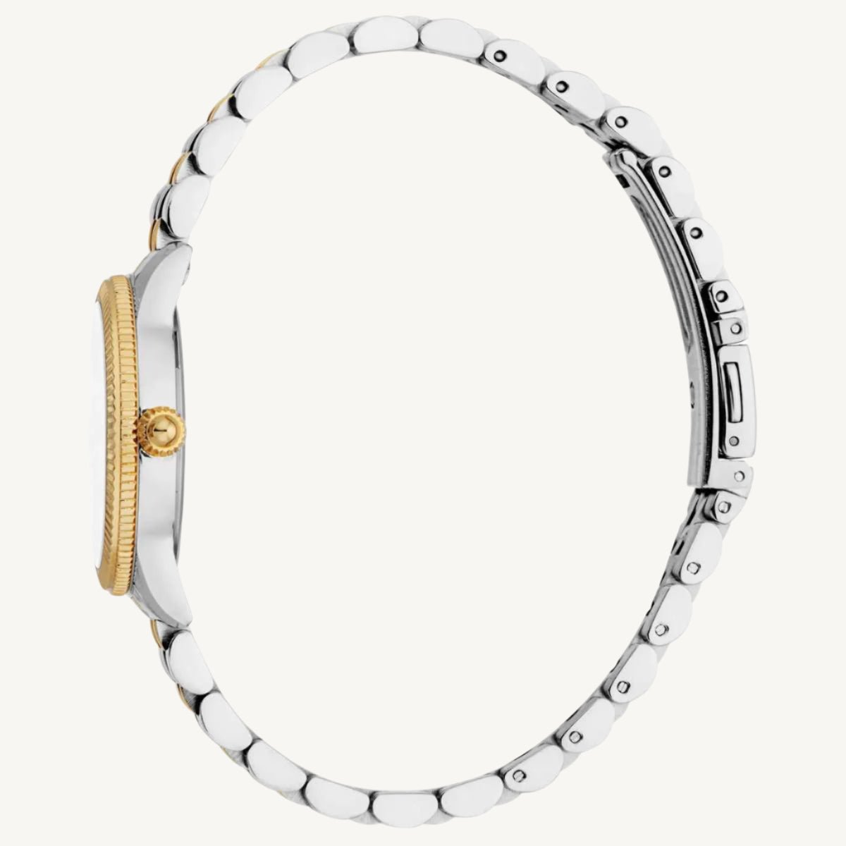 "Just Cavalli silver and gold ladies watch with silver dial and stone accents, stainless steel strap, Valentine’s gift set"