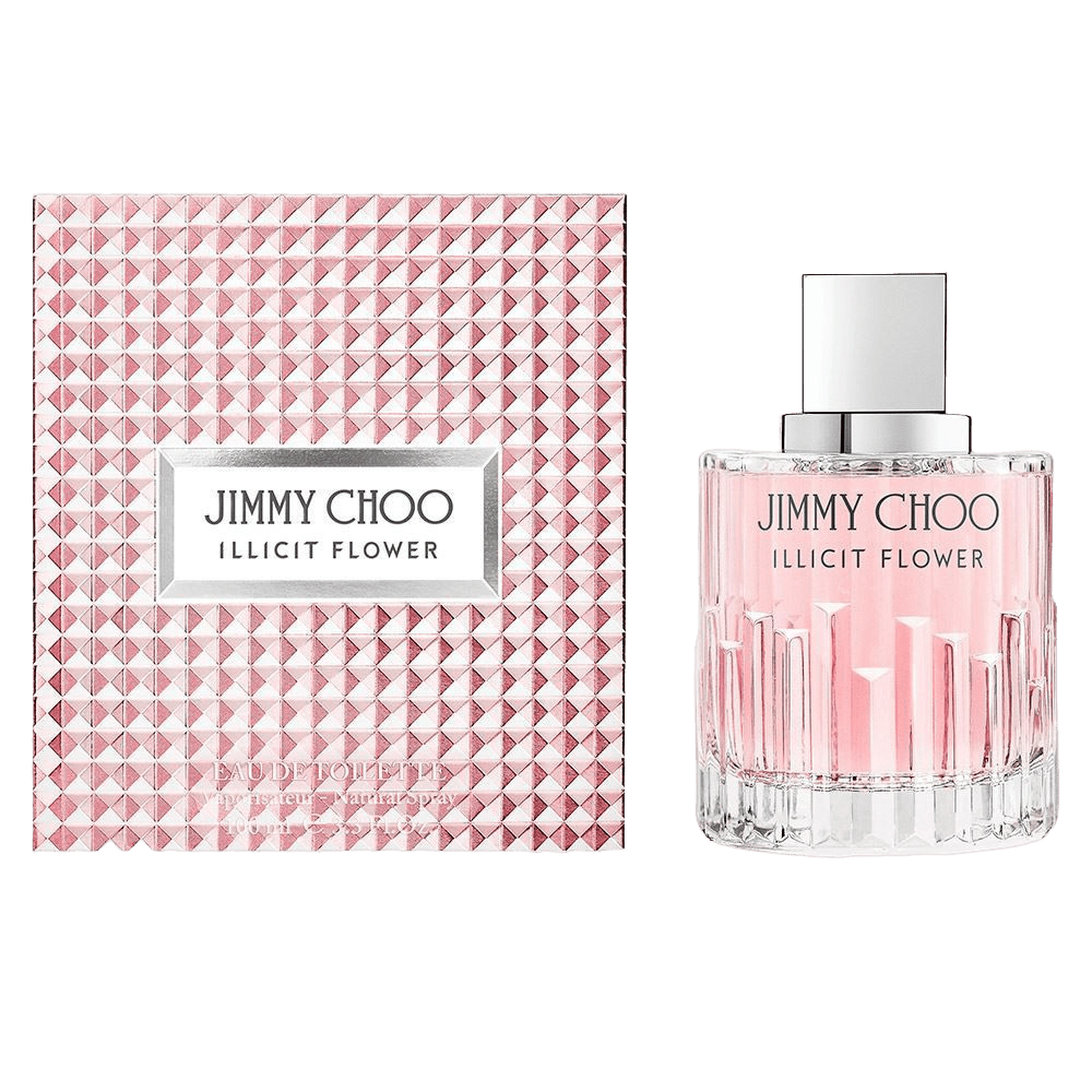 Jimmy Choo Illicit Flower perfume bottle — a fresh and floral fragrance capturing modern femininity with radiant, flirtatious charm.