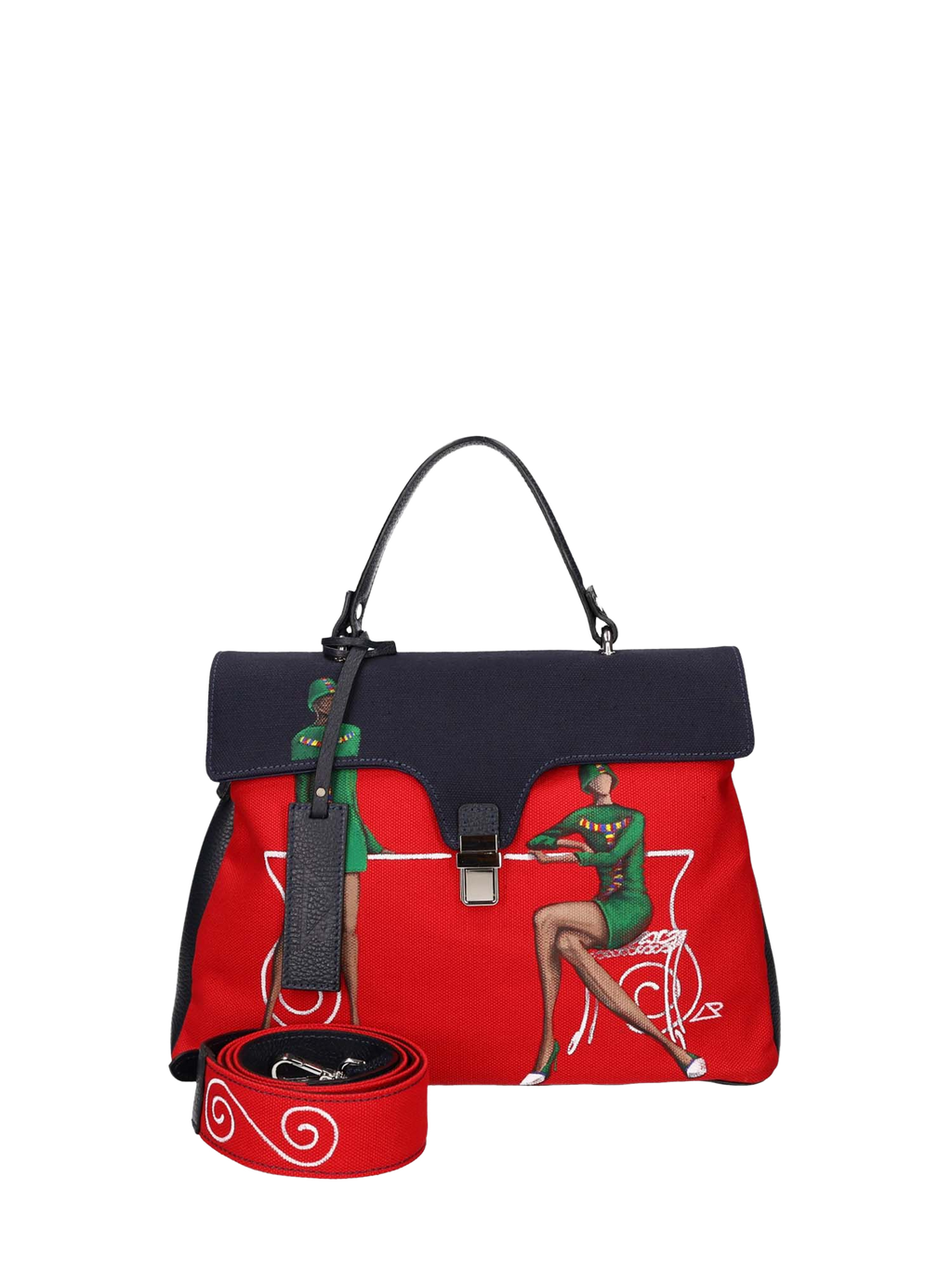  Hand-painted designer handbag featuring artistic Italian-inspired details, blending fine art with elegant, functional fashion.