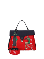  Hand-painted designer handbag featuring artistic Italian-inspired details, blending fine art with elegant, functional fashion.