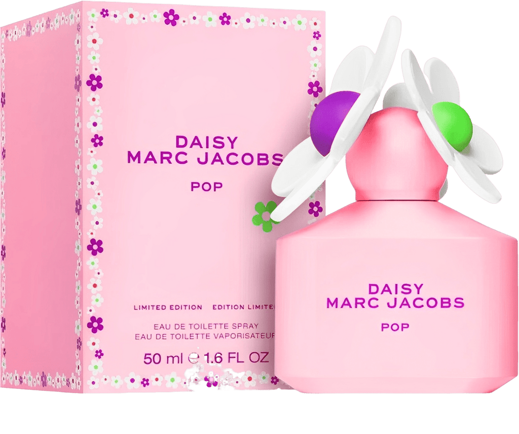 Marc Jacobs Daisy Love Pop limited-edition perfume bottle — a vibrant fruity-gourmand fragrance with playful floral notes, capturing the spirit of youthful femininity.