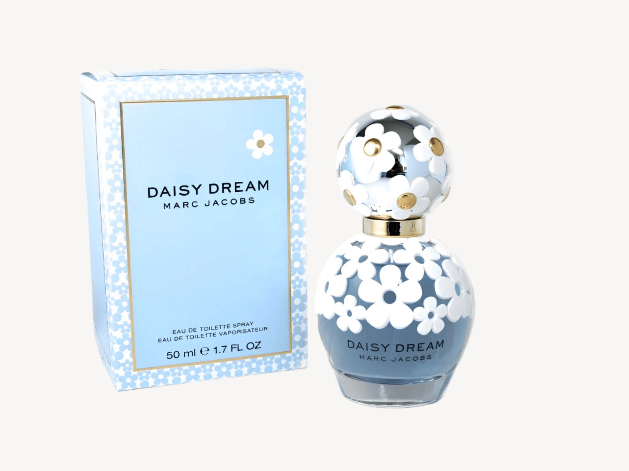 Marc Jacobs Daisy Dream perfume bottle — a light and airy fruity-floral fragrance capturing the youthful, whimsical spirit of the Daisy collection.