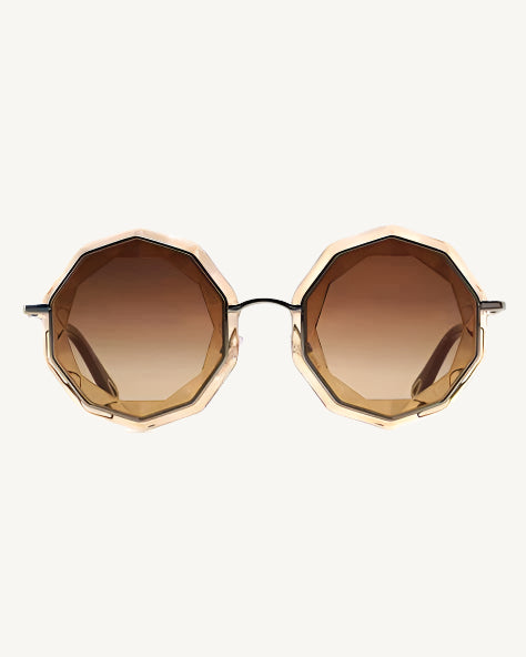 Chloé CE160S-724 Women’s Polygonal Sunglasses – Peach & Gold Frame