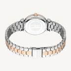 Just Cavalli Varenna Set JC1L273M0095 ladies watch with polished silver and rose gold stainless steel case and strap, grey dial, stone-set bezel, and gift box.