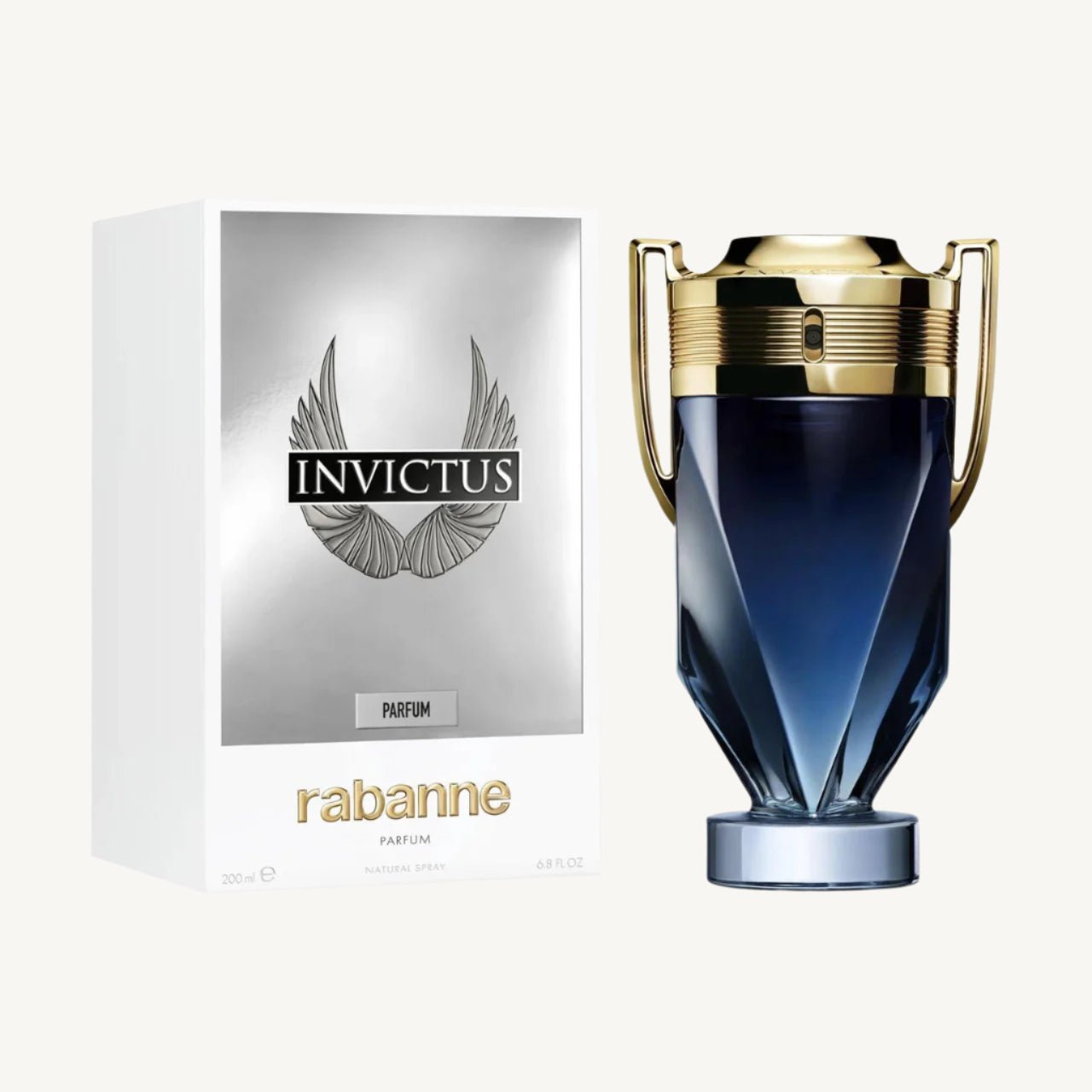 "Paco Rabanne Invictus Parfum 6.7 oz Spray – a powerful and sensual men’s fragrance featuring bold notes of grapefruit, lavender, woody amber, and salty facets. The ultimate expression of victory and confidence."