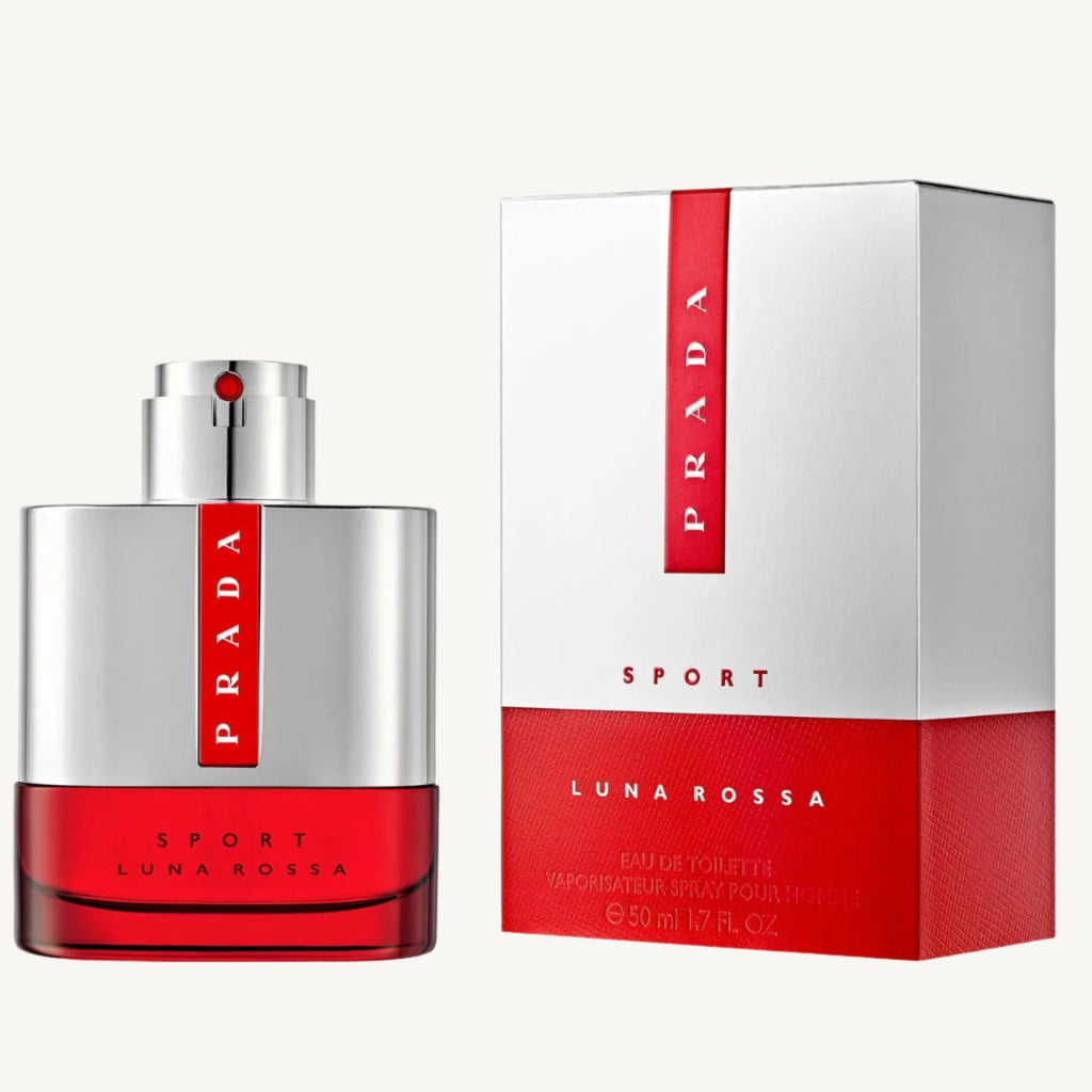 "Prada Luna Rossa Sport 1.7 oz Eau de Toilette Spray for men – a fresh and spicy fragrance with notes of ginger, lavender, juniper berries, and tonka bean, designed for energetic, confident, and modern men."