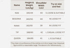 Table of suggestions for trying on fur garments with measurements and fit recommendations.