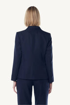 Navy peak-lapel single-breasted blazer — tailored and sophisticated, designed with sharp peak lapels and a streamlined silhouette, perfect for professional and smart-casual occasions.