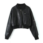 Black leather jacket on a white background