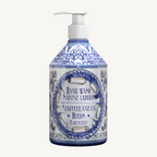 "Le Maioliche Mediterranean Herbs Liquid Hand Soap 500ml – richly scented liquid soap with notes of myrtle, ginger, and Mediterranean woods, inspired by Italian majolica tradition, designed to gently cleanse and leave hands delightfully perfumed."