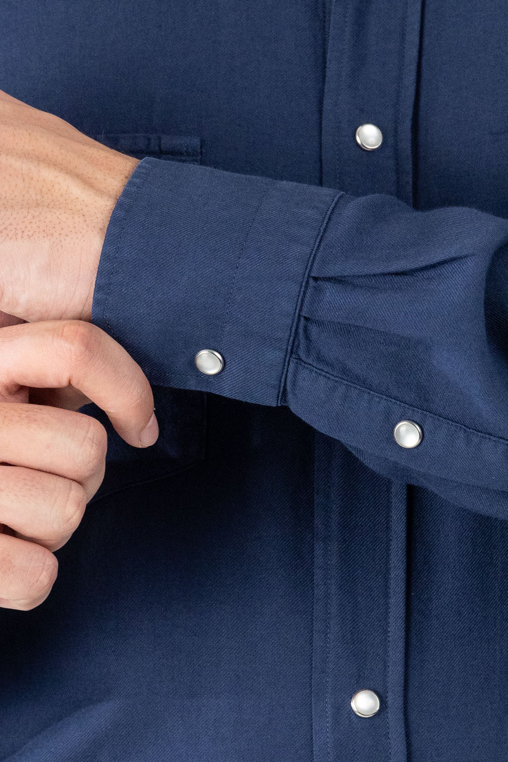 Blue cotton and viscose shirt — soft, breathable, and versatile, designed for autumn and winter, offering casual elegance and comfort in cooler weather.