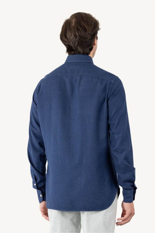Blue cotton and viscose shirt — soft, breathable, and stylish, designed for autumn and winter, offering warmth and casual elegance for cooler weather.
