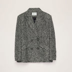 Gray textured blazer on a light beige background