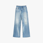 Light blue jeans on a white background
