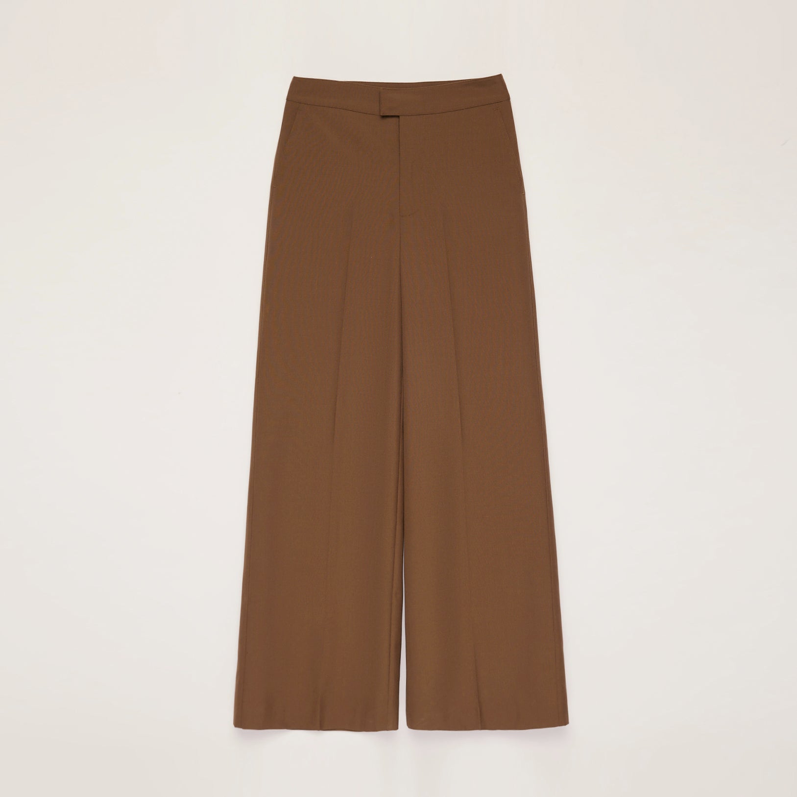 Brown wide-leg pants on a light beige background