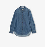 Blue denim shirt on a white background