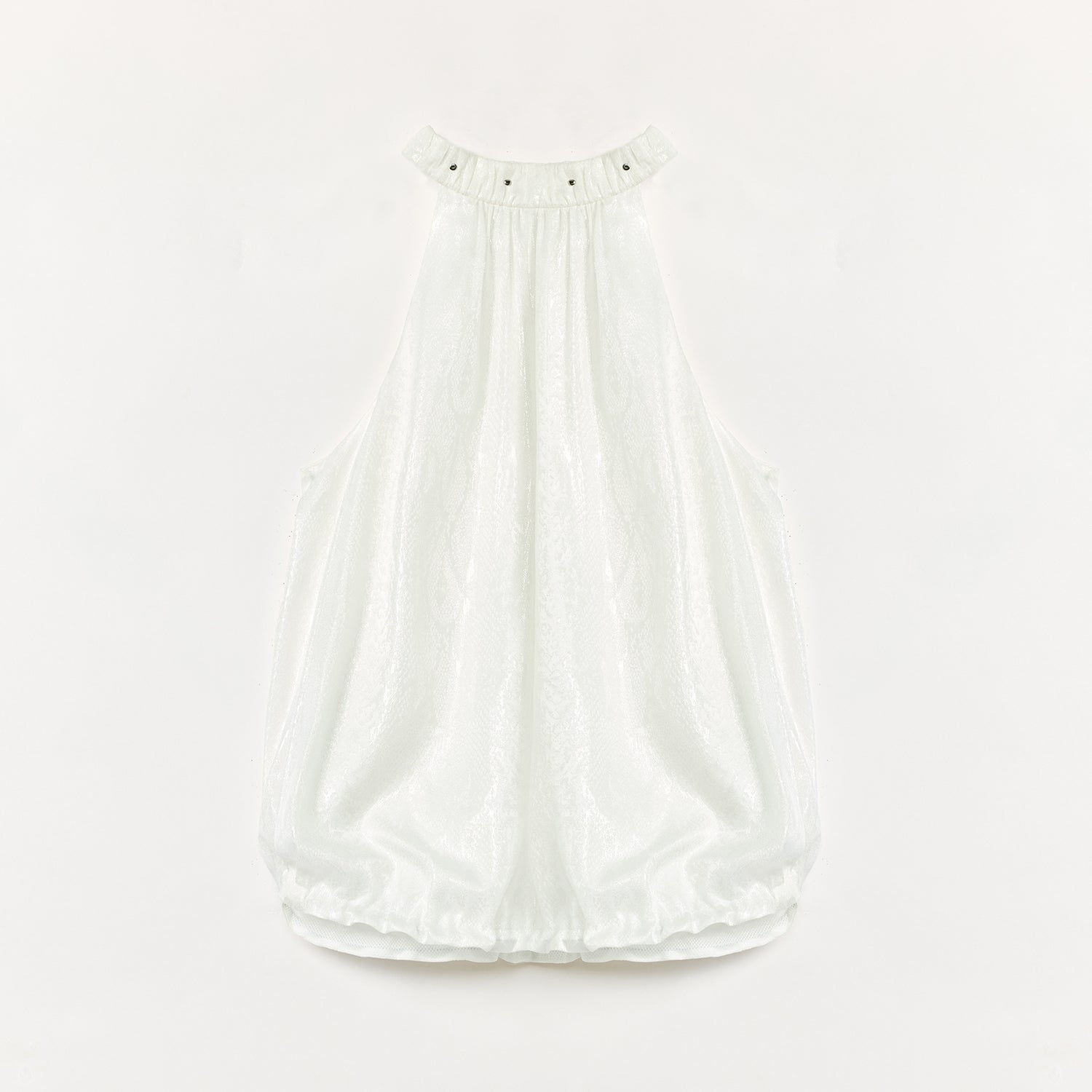 White sleeveless top on a light gray background