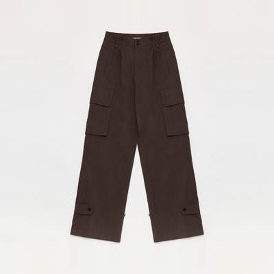 Brown cargo pants on a white background