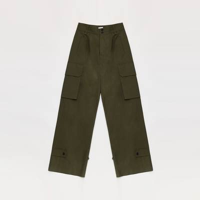 Green cargo pants on a white background