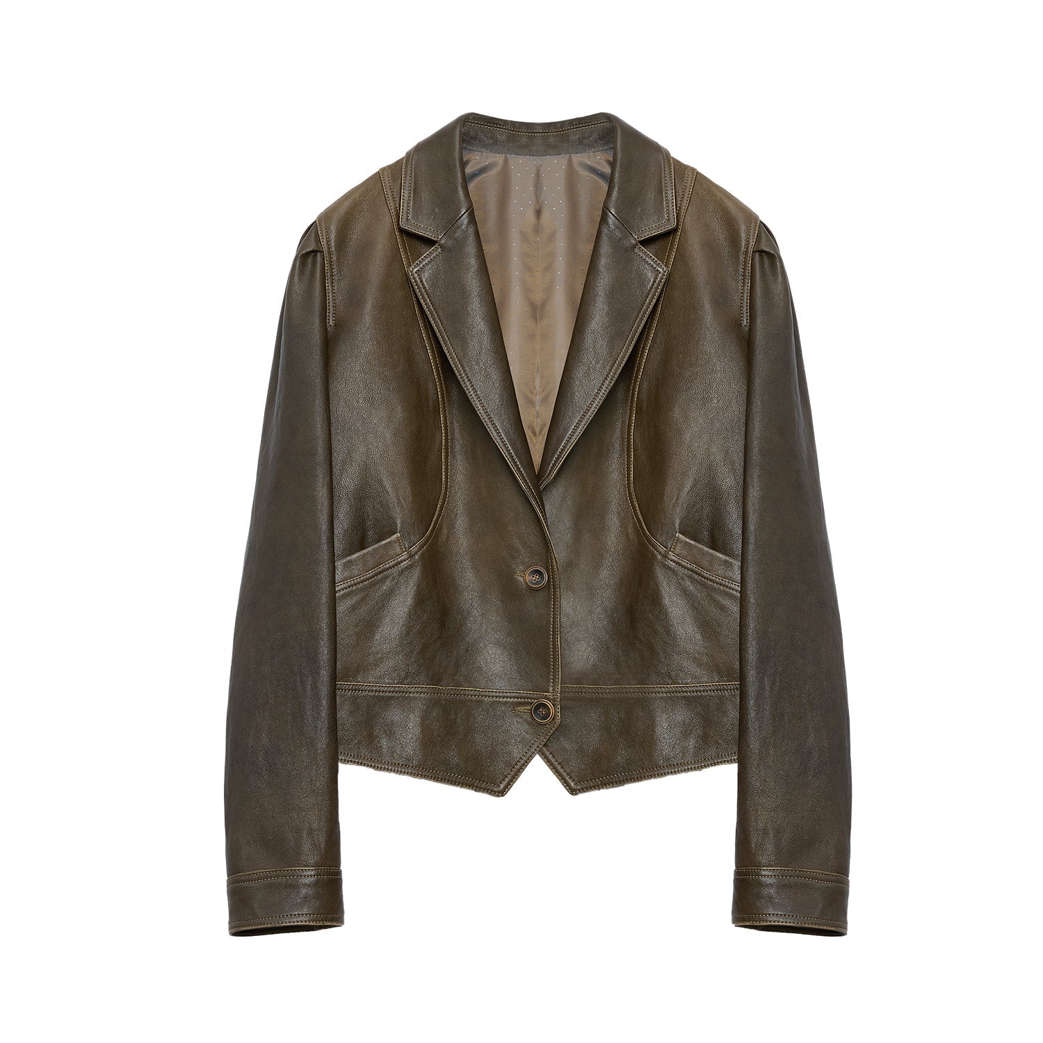 Brown leather jacket on a white background