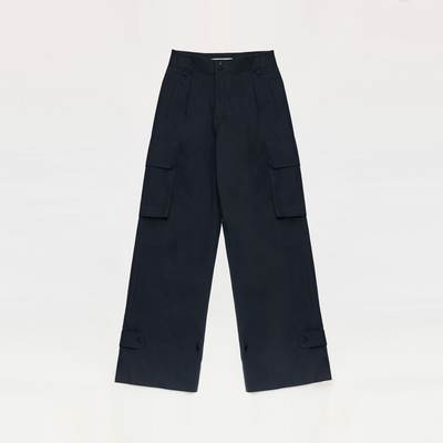 Black cargo pants on a white background