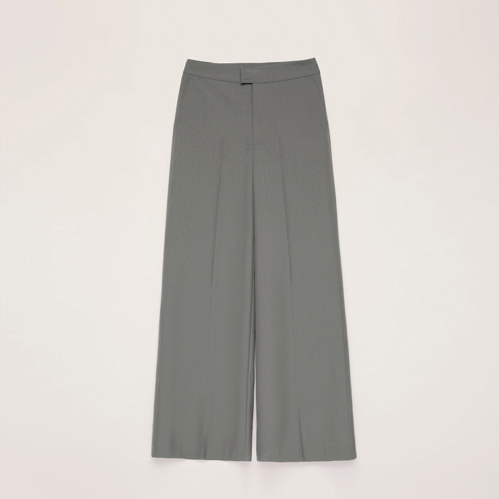 Gray wide-leg pants on a light gray background