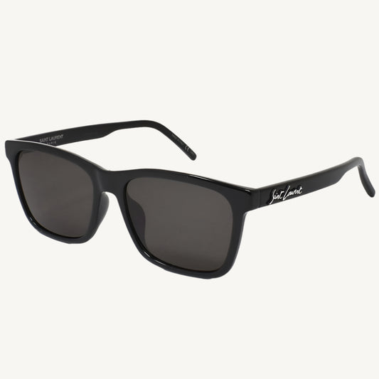 "Saint Laurent men's black sunglasses, model SL318F-001, featuring sleek square frame with modern masculine elegance"