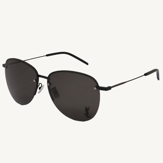 "Saint Laurent unisex black sunglasses, model L328KM-001S, with bold square frame and signature luxury finish"