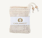 "Casa Amalfi Sailing Il Mediterraneo Gift Set featuring six luxurious 150g vegan soaps including a body scrub and a natural sisal bag, beautifully presented in an exclusive maiolica design inspired by the Amalfi Coast."
