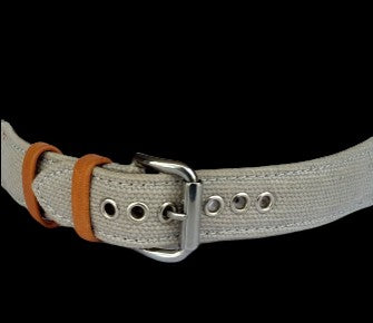 Gray belt with orange buckle on a black background