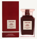 "Tom Ford Lost Cherry 3.4 oz Eau de Parfum Spray – a seductive unisex gourmand fragrance with notes of black cherry, bitter almond, rose, and tonka bean, wrapped in a luscious red bottle."