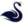 Logo of a blue swan with a crown on a white background