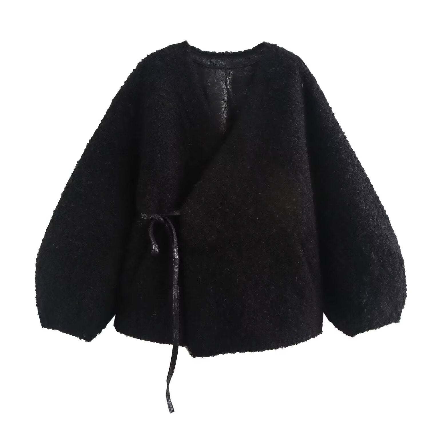 Black textured jacket on a white background