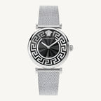 Versace VE1CA0423 Lady ladies watch with silver-tone polished/matte stainless steel case and bracelet, silver-grey dial, sapphire glass – sophisticated Swiss quartz watch for women.