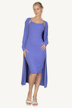 "Ribbed cardigan and cami midi bodycon dress set – soft, stretchy knit fabric for a flattering and comfortable all-day fit."