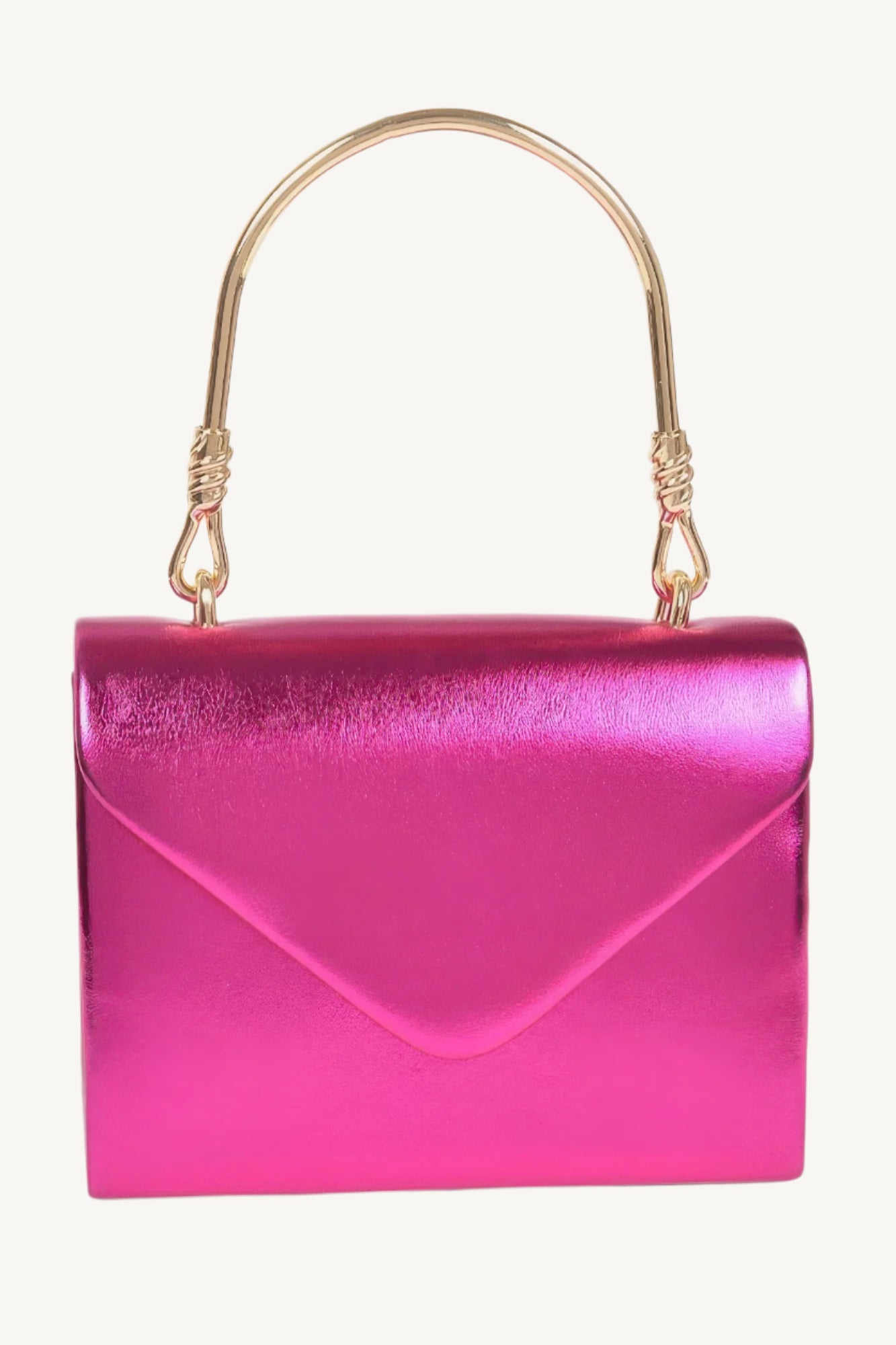 "Metallic crossbody bag with metal handle – stylish and functional accessory for any occasion."