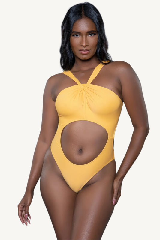 Emily one-piece swimsuit with sleek silhouette and bold cut-outs – elegant, modern, and designed for confident, standout summer style.