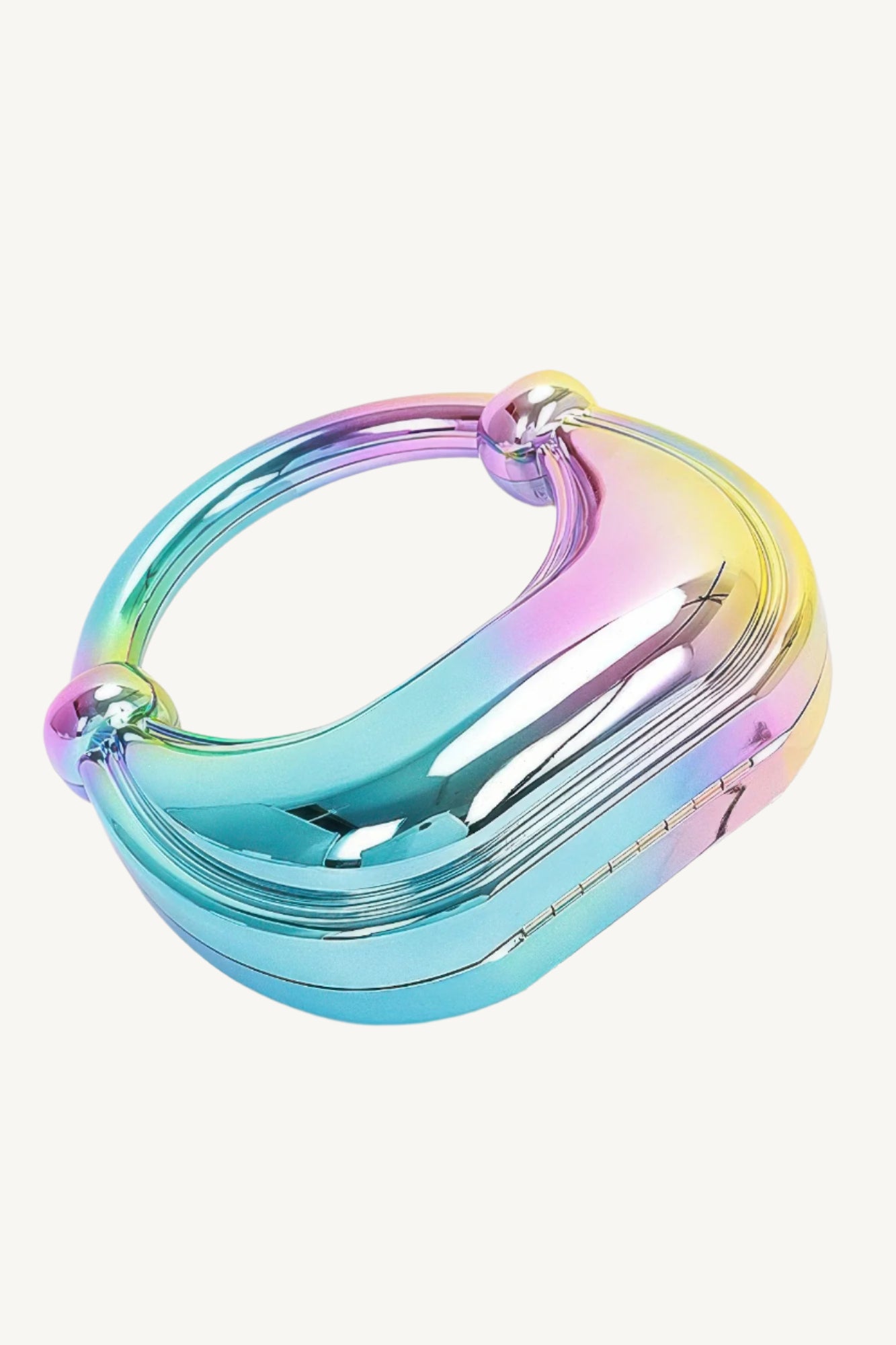 Gilded acrylic case purse with mixed metal accents and chain strap – luxurious, structured, and perfect for elegant events or stylish evenings out.