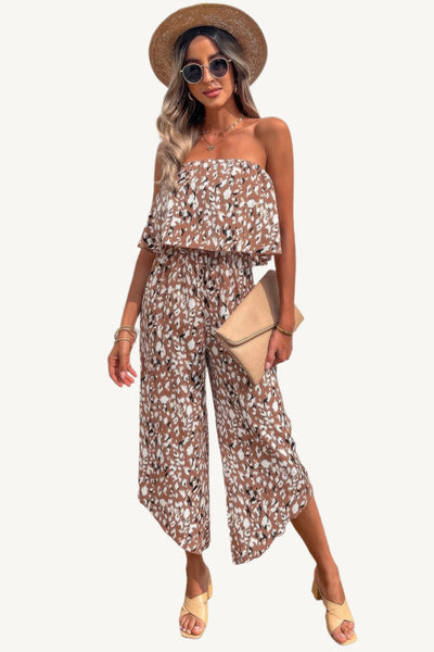 Allover Print Wide Leg Tube Jumpsuit – Statement Style with Summer Ease