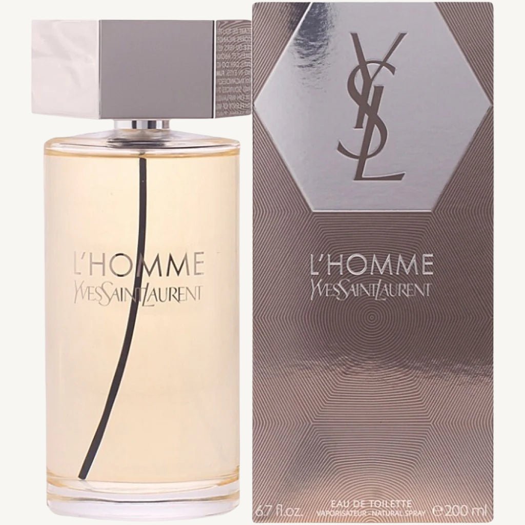 "YSL L'Homme 6.8 oz Eau de Toilette Spray for Men, sophisticated and charismatic fragrance."