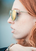 V2 Titanium Clubmasters sunglasses with 24K gold-plated frame — sleek, lightweight, and timelessly stylish, available now for pre-order.