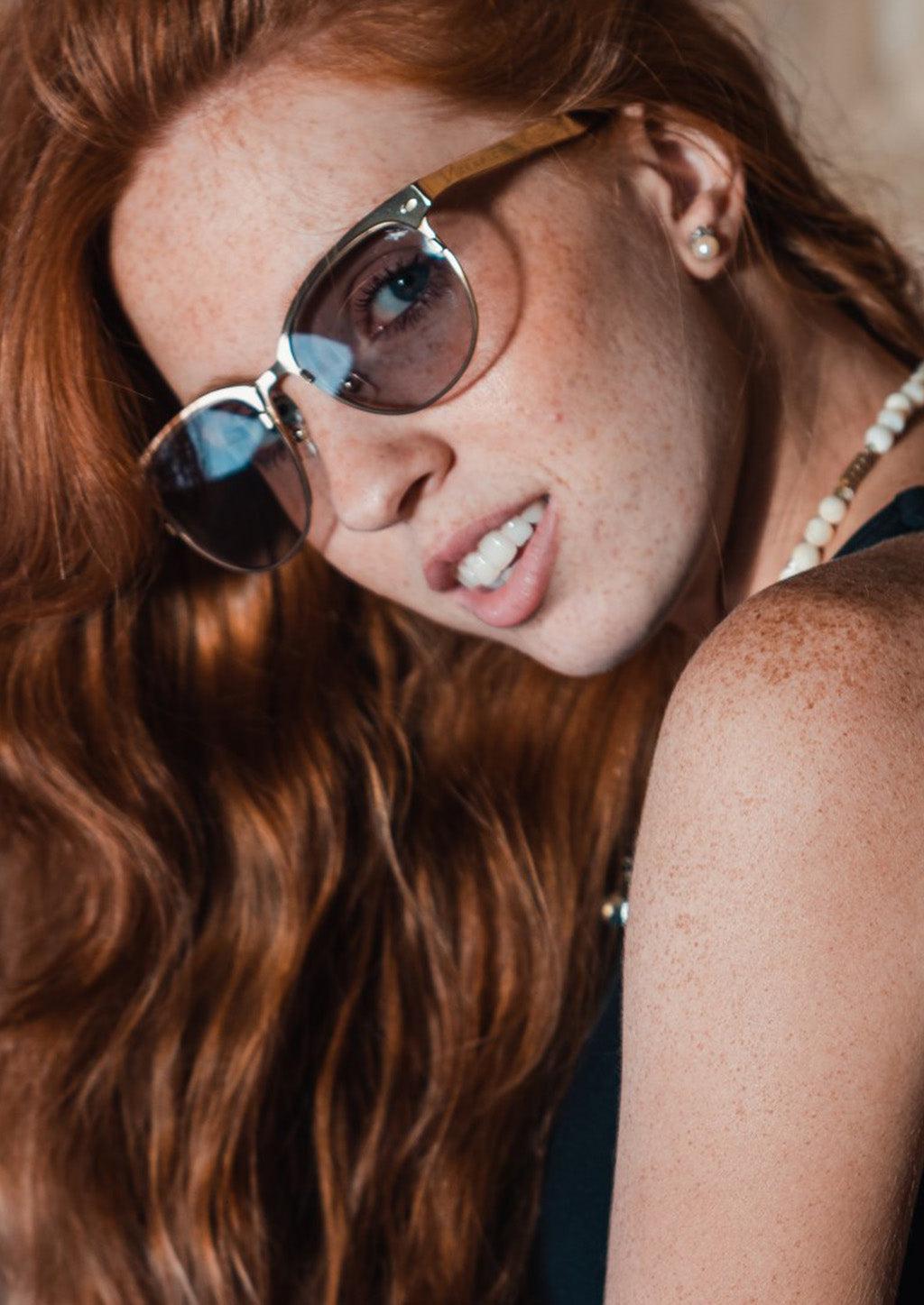 V2 Titanium Clubmasters sunglasses with 24K gold-plated frame — sleek, lightweight, and timelessly stylish, available now for pre-order.
