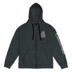 Black hoodie with text on a white background