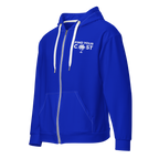 Blue hoodie with 'Find Your Coast' logo on a white background