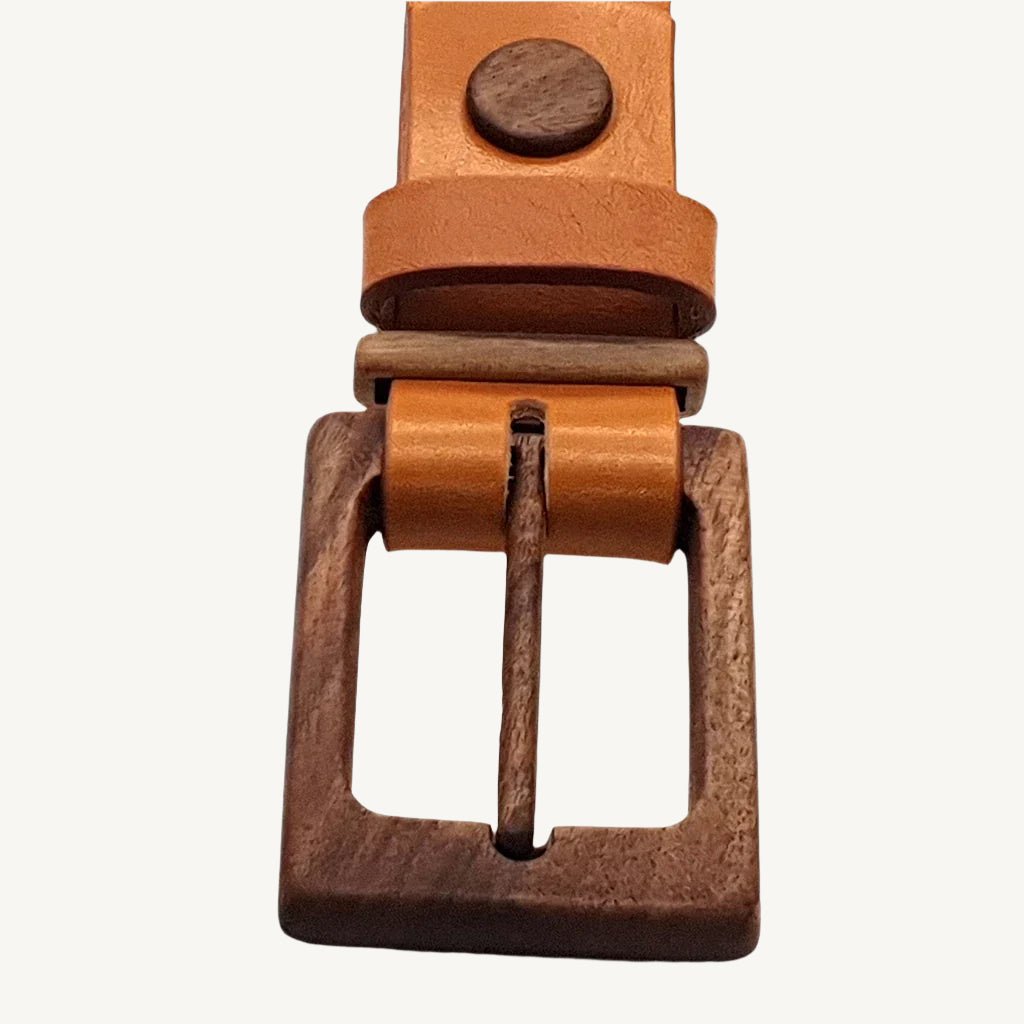 Women’s leather wood belt "Banff Empathy 308" — crafted from premium leather with a smooth wooden accent, combining natural beauty, durability, and timeless elegance.