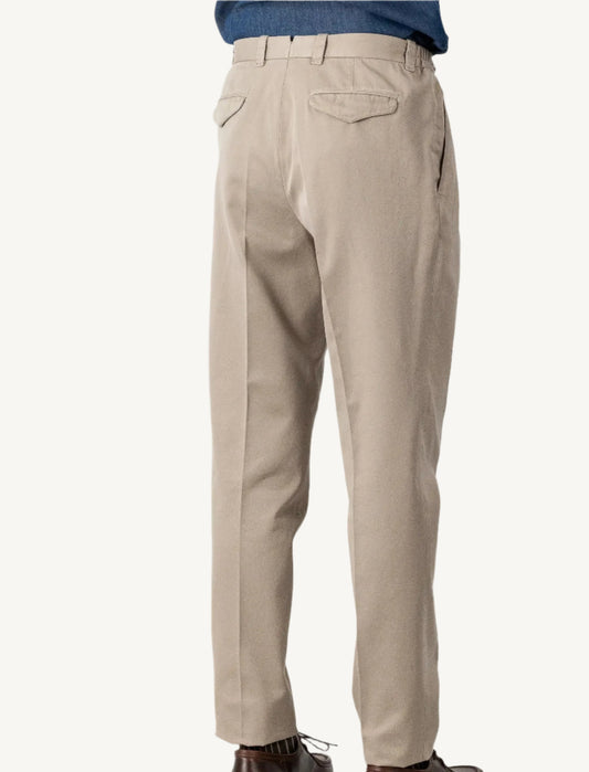 Beige cotton trousers — soft, warm, and versatile, designed for autumn and winter, perfect for casual and smart-casual outfits with a touch of comfort.