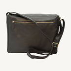 Black cowhide leather messenger bag with adjustable strap and practical inner compartments – sleek and versatile for everyday use.