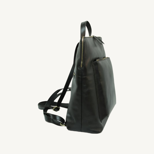 Full Grain Leather Backpack – Black