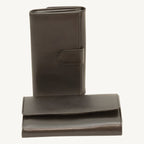 "Women's black cowhide leather wallet with RFID blocking – elegant, secure, and perfect for daily use"